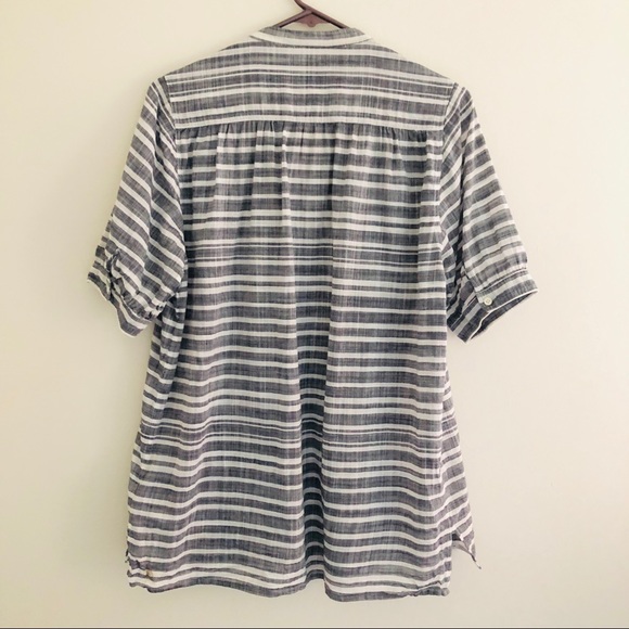 J Crew Black White Stripe Gauze Tunic S - Picture 4 of 8